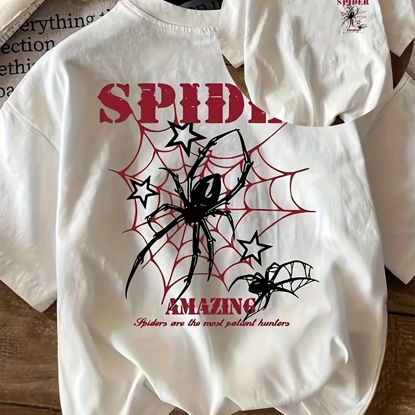 RAWVENOM Y2K Style White T-Shirt with Spider Graphic
