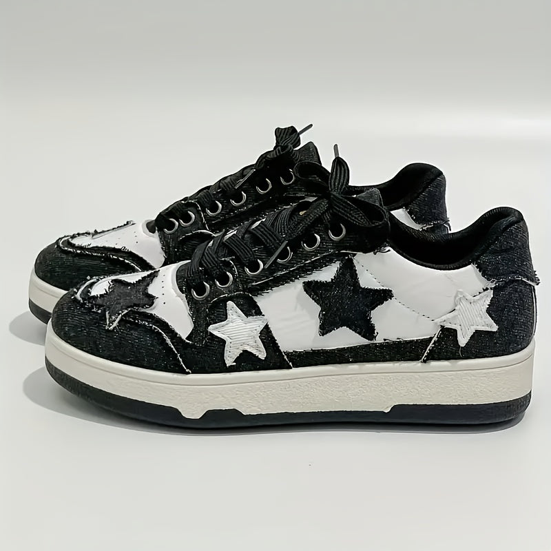 Pink Star-Embroidered Sneakers