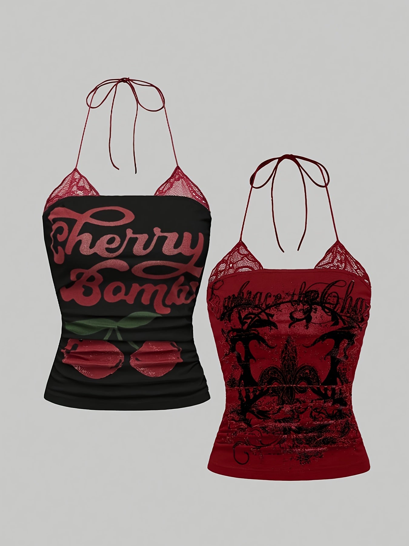 CHERRY VENOM New Fashionable Elegant Lace-Up Neckline Top