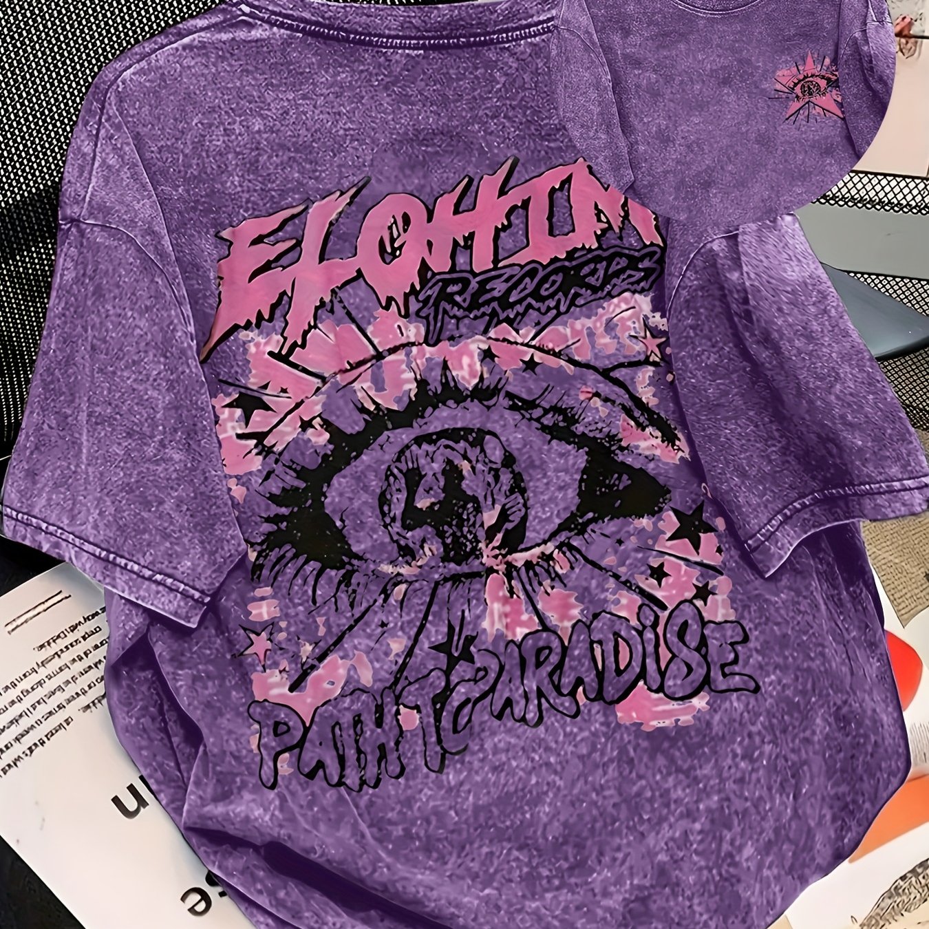 SAVAGESOUL Purple Vintage Washed Casual T-Shirt
