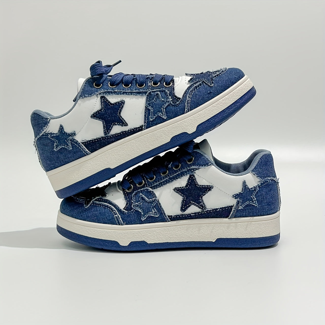 Pink Star-Embroidered Sneakers