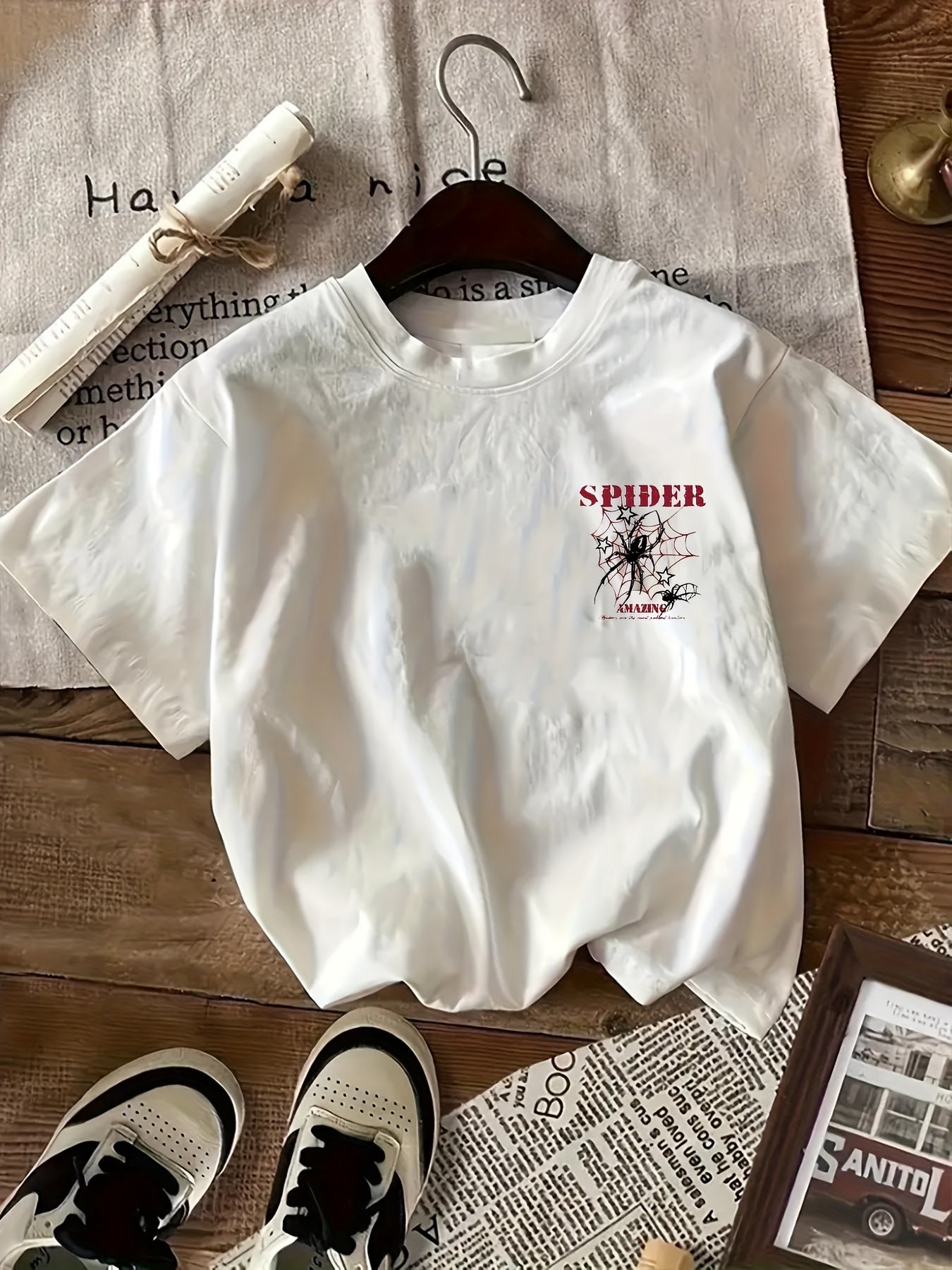 RAWVENOM Y2K Style White T-Shirt with Spider Graphic