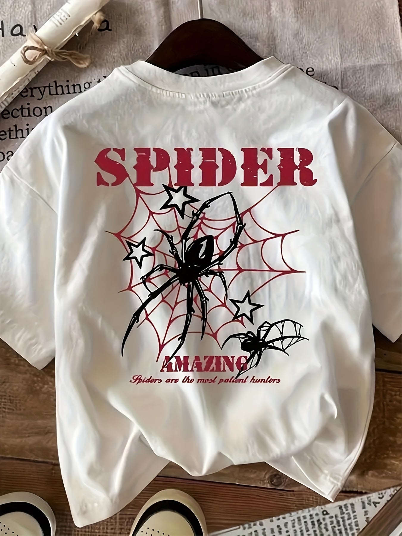 RAWVENOM Y2K Style White T-Shirt with Spider Graphic