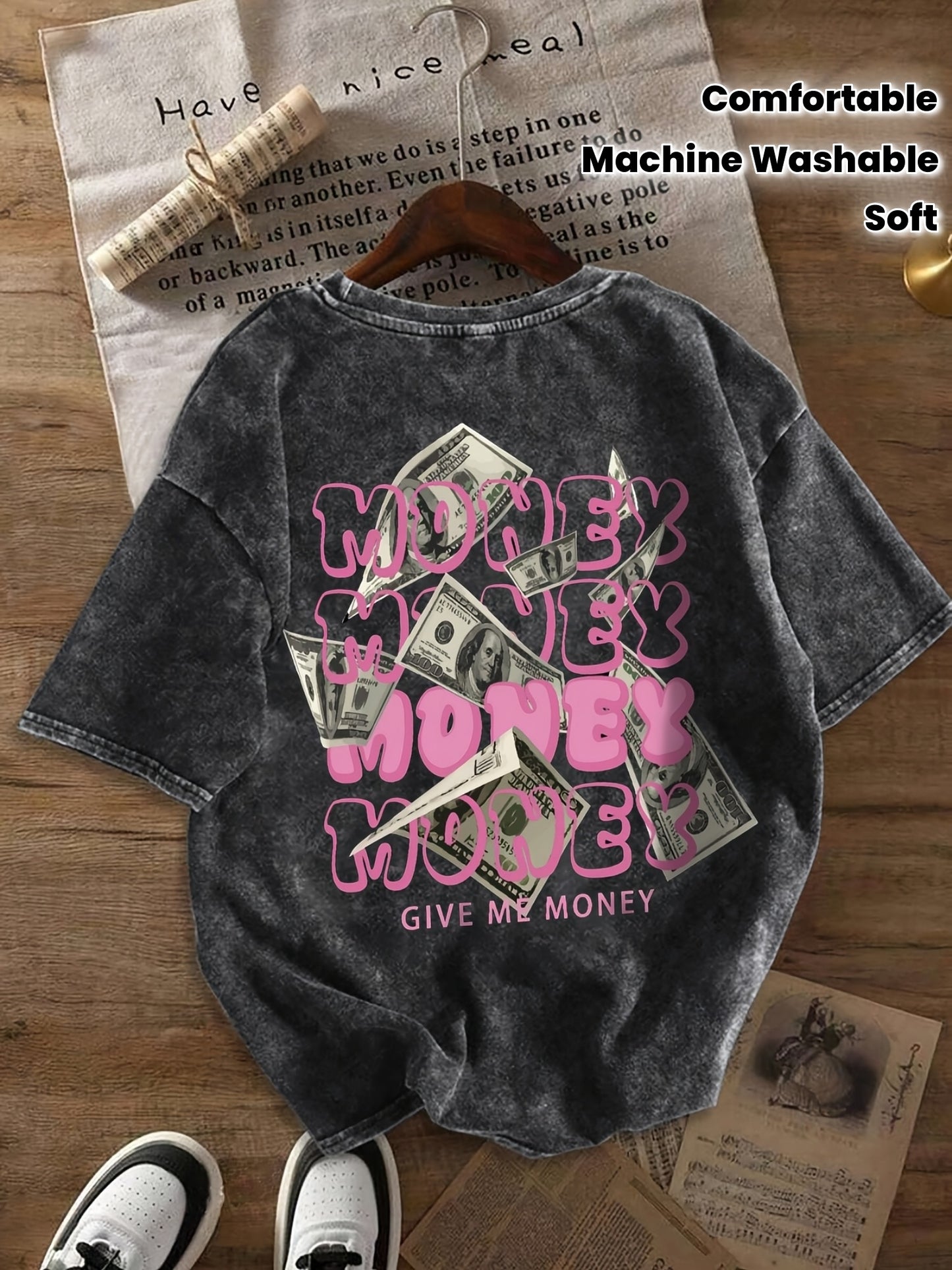 HOODHEX Vintage Money Graphic T-Shirt