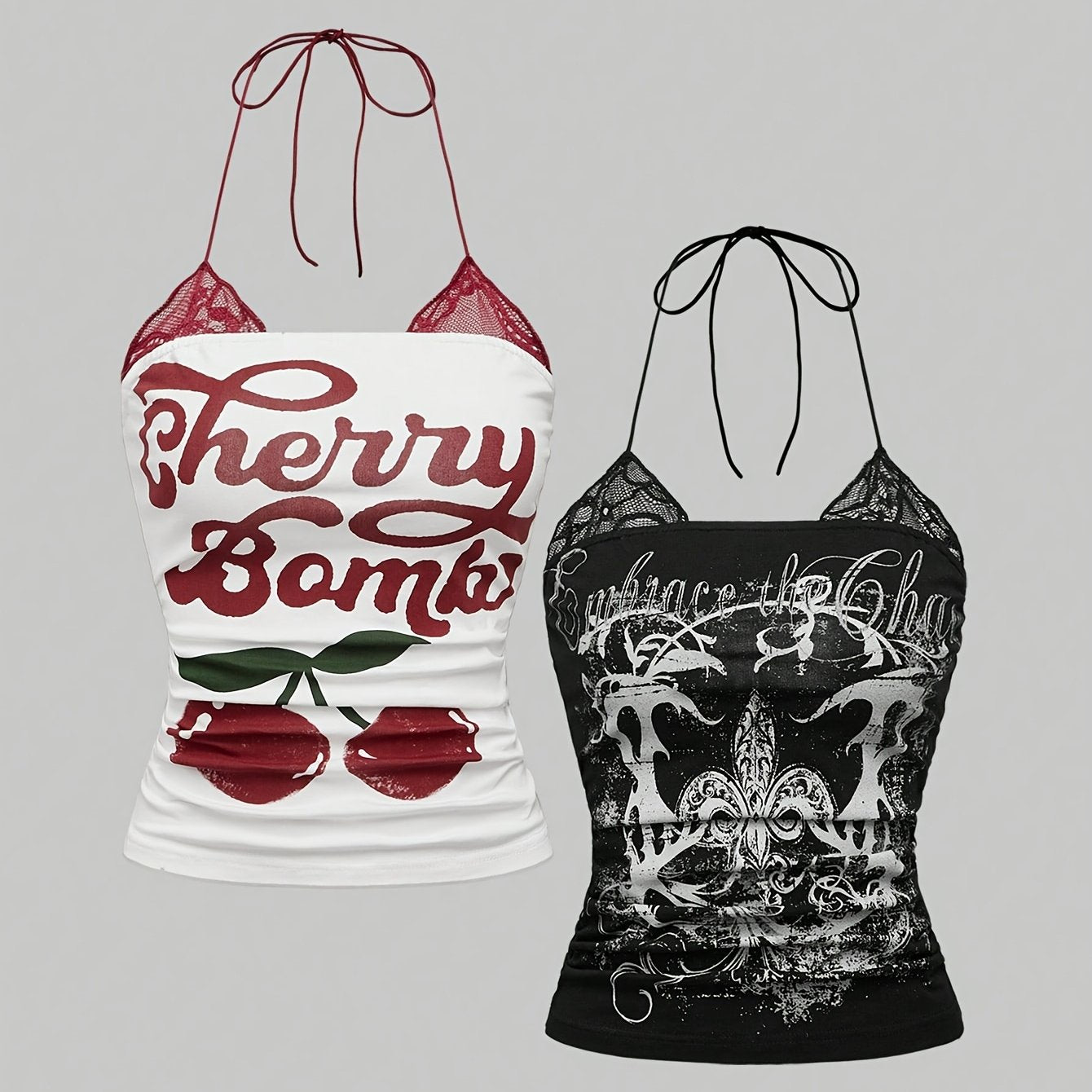 CHERRY VENOM New Fashionable Elegant Lace-Up Neckline Top