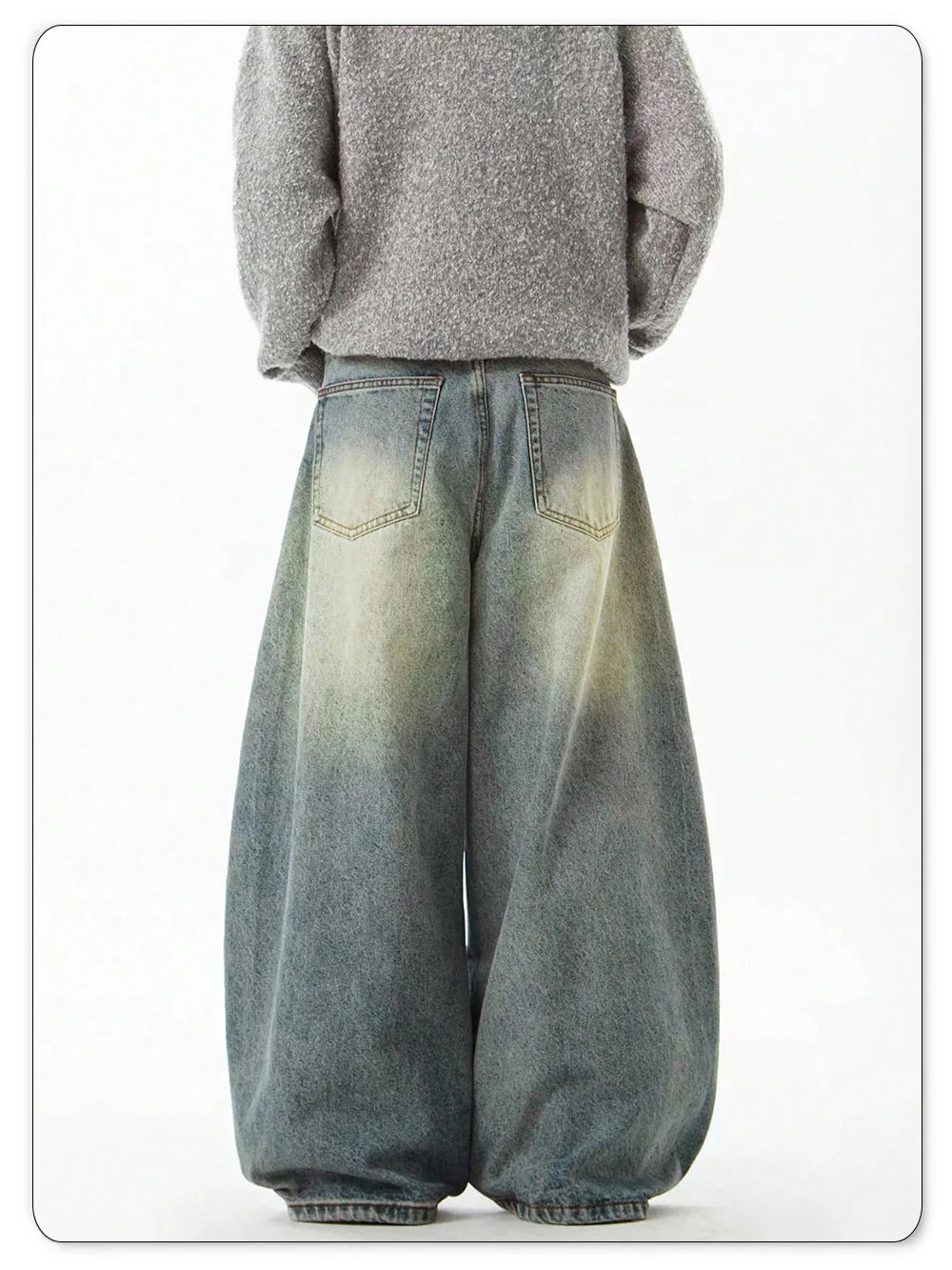 Blue Wide-Leg Denim Pants