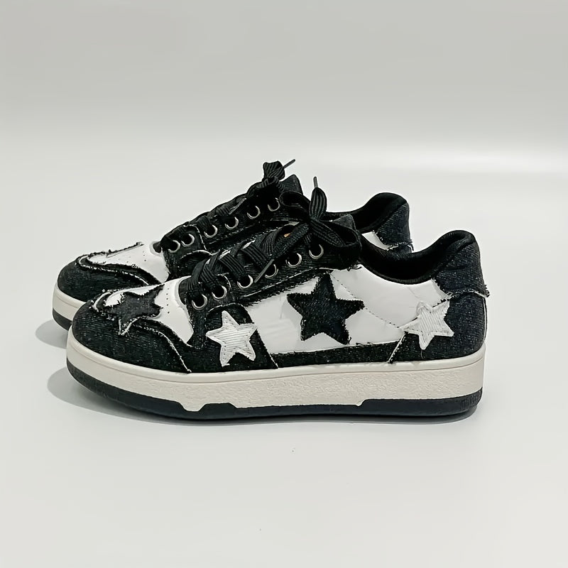 Pink Star-Embroidered Sneakers