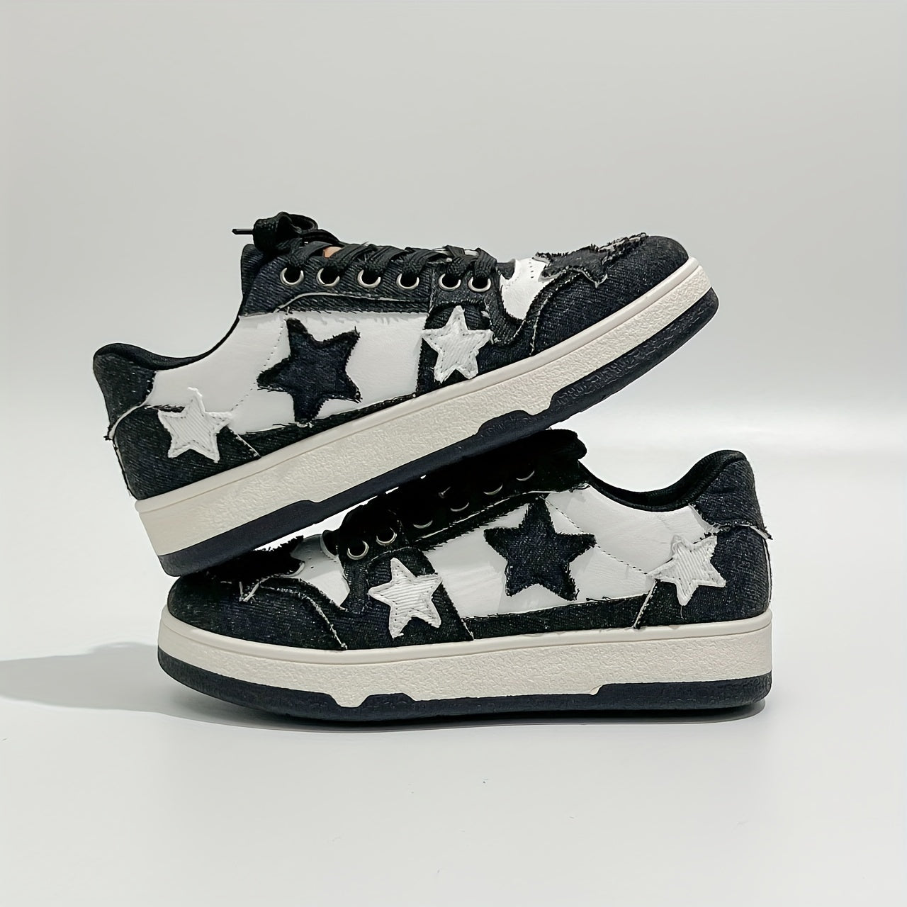 Pink Star-Embroidered Sneakers