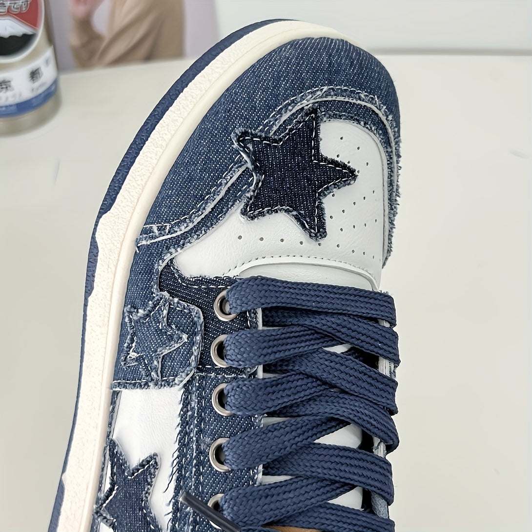 Pink Star-Embroidered Sneakers