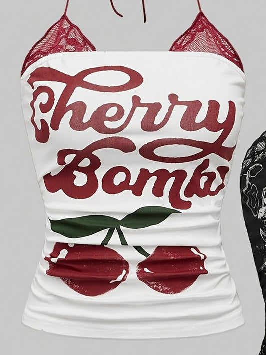 CHERRY VENOM New Fashionable Elegant Lace-Up Neckline Top