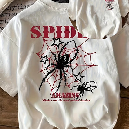 RAWVENOM Y2K Style White T-Shirt with Spider Graphic