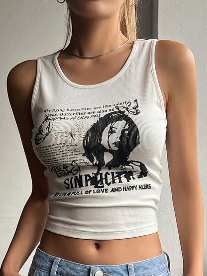 FASHIONBRICK Elegant Slogan & Graphic Print Crop Top