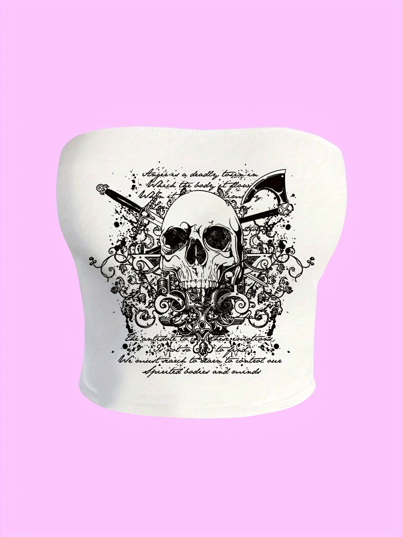 SHADOWDRIP Y2K-Inspired Skull Print Crop Top
