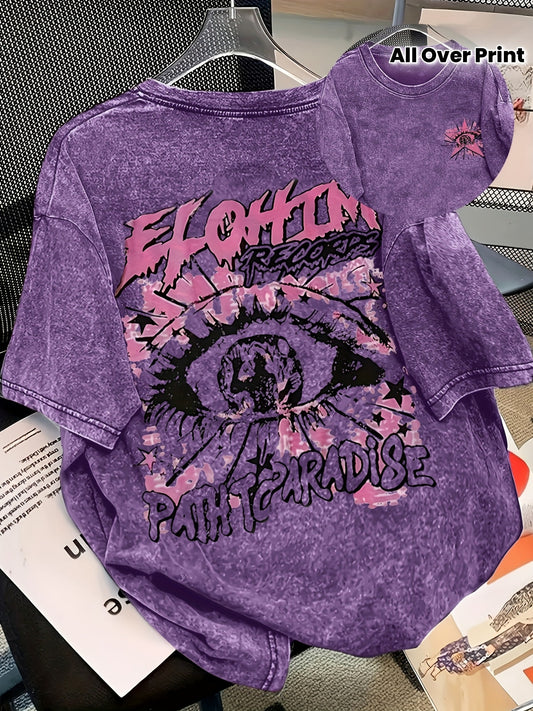 SAVAGESOUL Purple Vintage Washed Casual T-Shirt