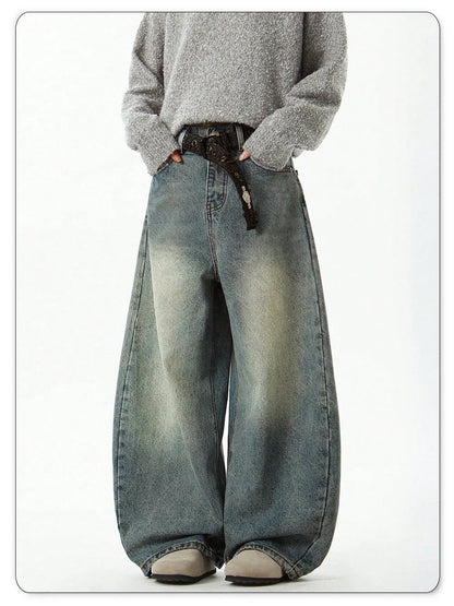 Blue Wide-Leg Denim Pants