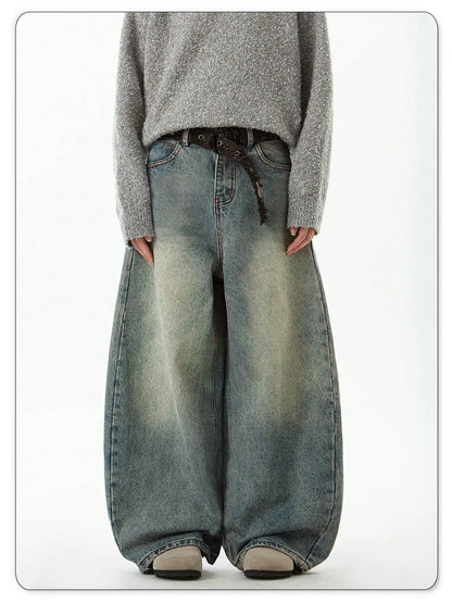 Blue Wide-Leg Denim Pants