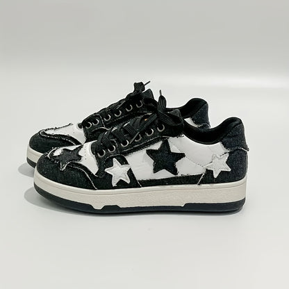 Pink Star-Embroidered Sneakers