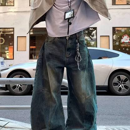 FireDenim Vintage Washed Loose Faux Denim