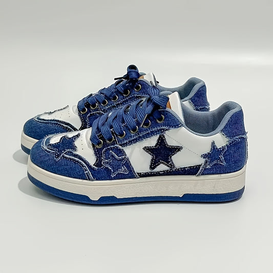 Pink Star-Embroidered Sneakers