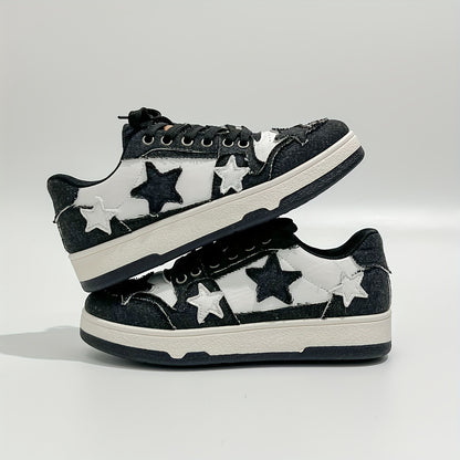 Pink Star-Embroidered Sneakers