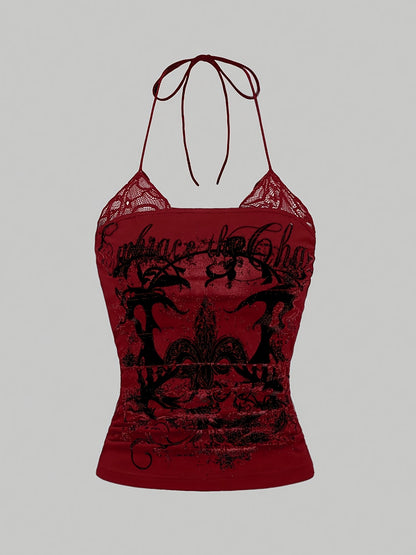 CHERRY VENOM New Fashionable Elegant Lace-Up Neckline Top
