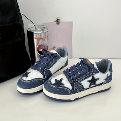 Pink Star-Embroidered Sneakers