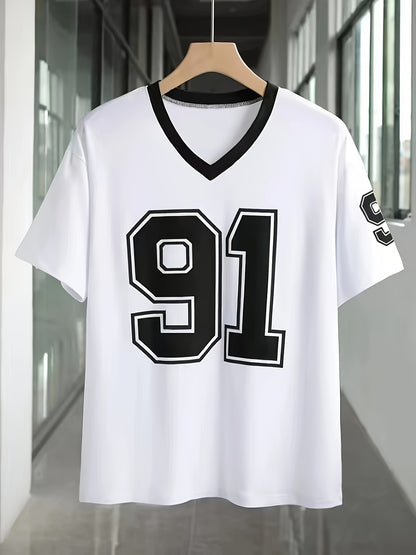 STREETREBEL Casual V-Neck Short Sleeve T-Shirt
