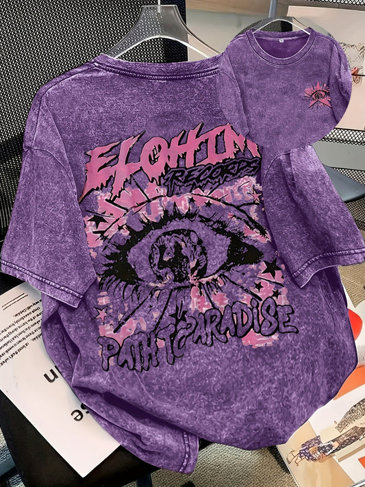 SAVAGESOUL Purple Vintage Washed Casual T-Shirt