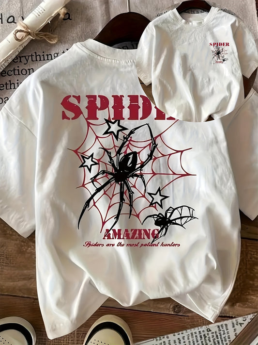 RAWVENOM Y2K Style White T-Shirt with Spider Graphic